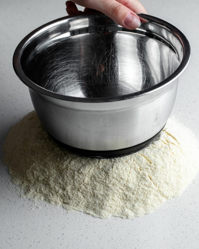 Pile of flour on a bench