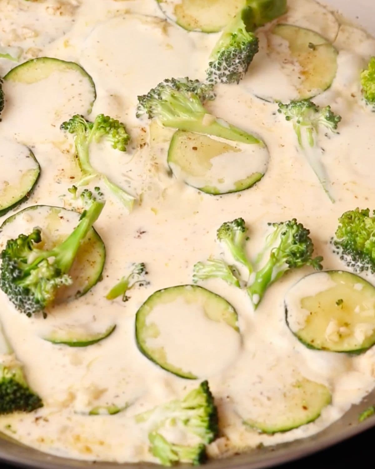 Cream mixed into the vegetables.