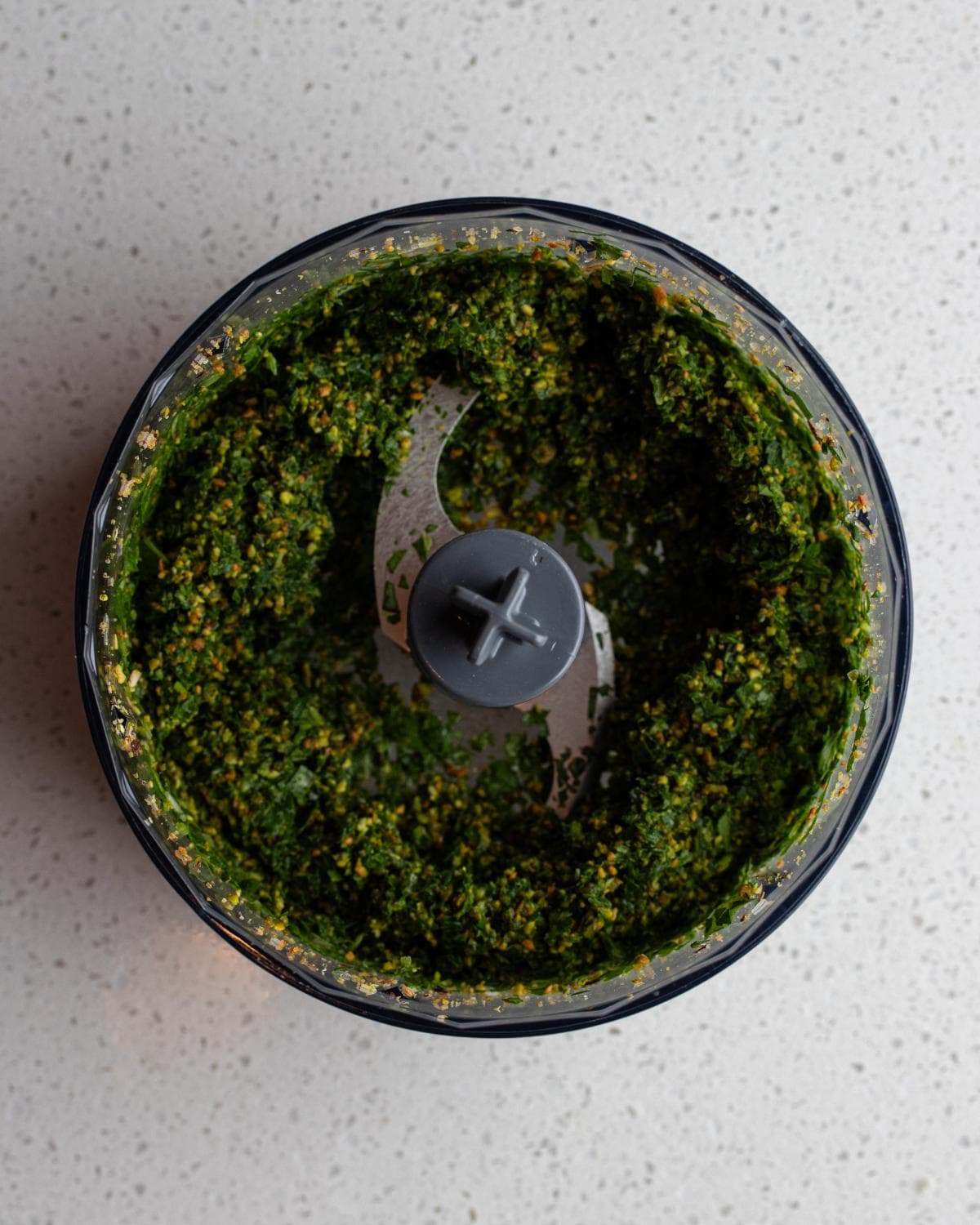 Blended pistachio and herb mixture.