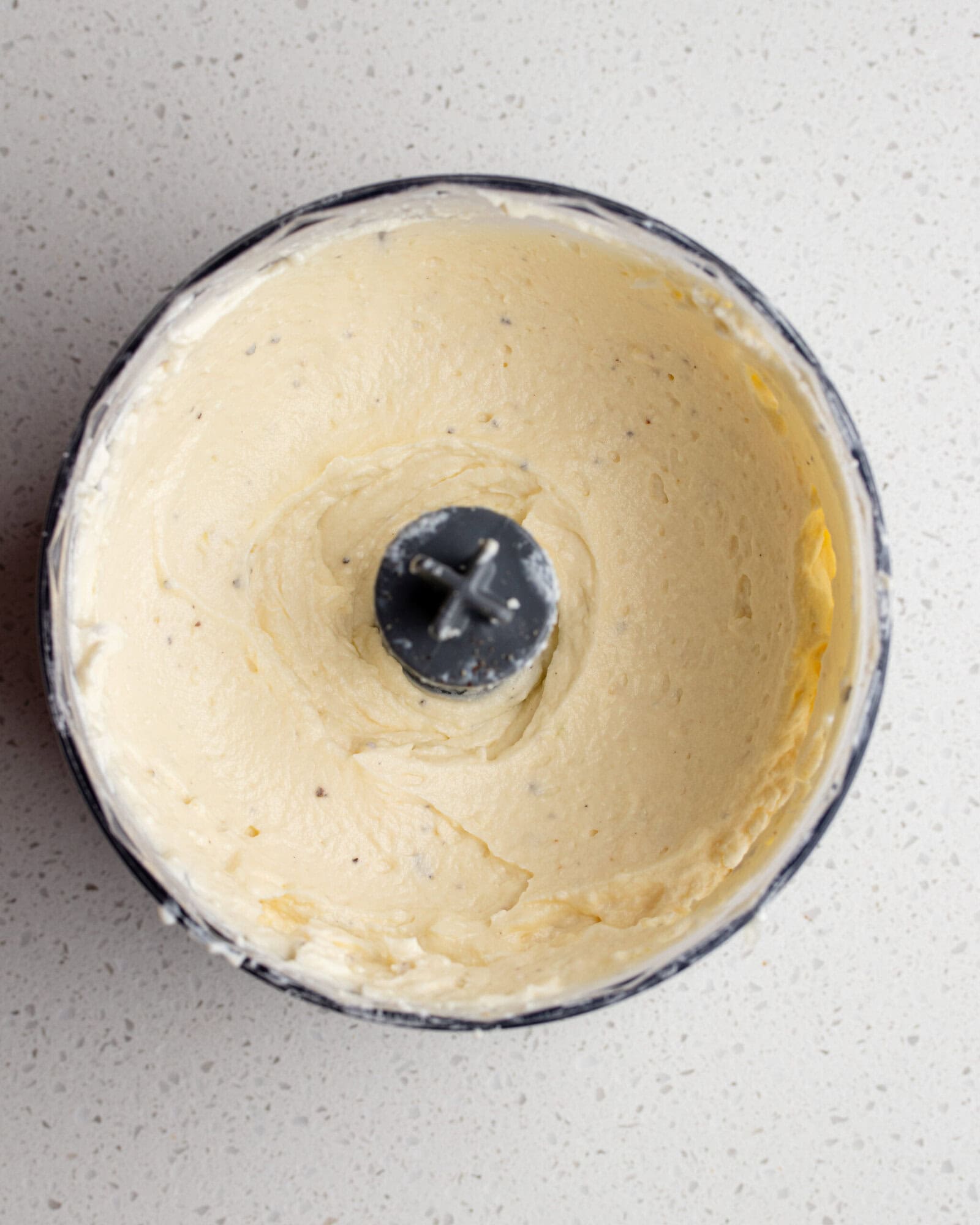 Whipped feta in the food processor.